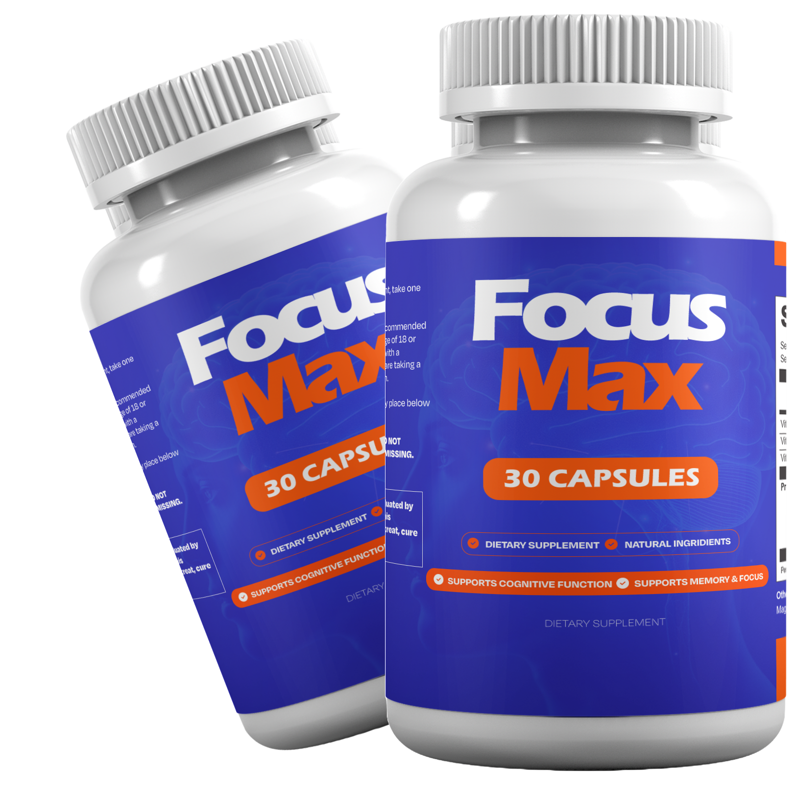 FocusMax supplement bottle and natural ingredients